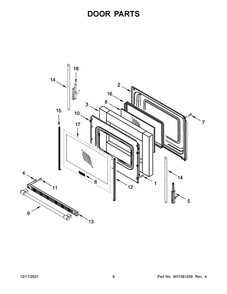 Door Parts Diagram and Parts List for MER7700LZ2  Maytag Range