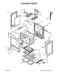 Chassis Parts Diagram and Parts List for AGR6603SFB3  Maytag Range