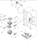 Freezer Shelves and Lights Diagram and Parts List for SRD20S4E P1190816W E Amana Refrigerator