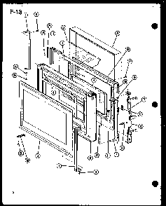 Door Diagram and Parts List for RMC-20B P74130-8M Amana Microwave