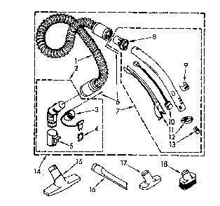 Hose And Attachment Diagram and Parts List for 1162632080  Kenmore Canister Vacuum