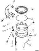 OUTER TUB, COVER AND PRESSURE HOSE Diagram and Parts List for LW6153LM PLW6153LMA Amana Washer