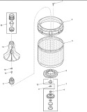 AGITATOR, DRIVE BELL, WASHTUB & HUB Diagram and Parts List for LWG65AW PLWG65AW Amana Washer