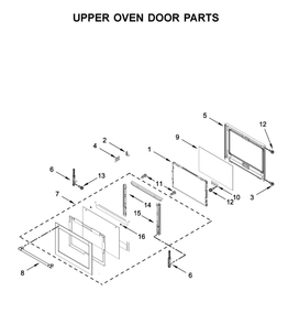 Upper Oven Door Parts Diagram and Parts List for MEW9630FZ04  Maytag Wall Oven