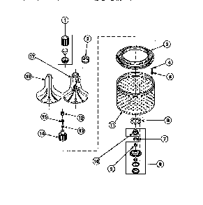 Agitator/drive Bell/seal Kit/tub & Hub Diagram and Parts List for LW8303W2-PLW8303W2B  Amana Washer