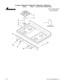 Cooktop Parts Diagram and Parts List for AGR5844VDB1  Amana Range