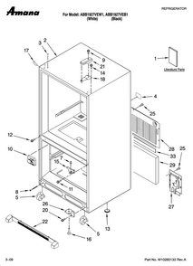 Cabinet Parts Diagram and Parts List for ABB1927VEB1  Amana Refrigerator