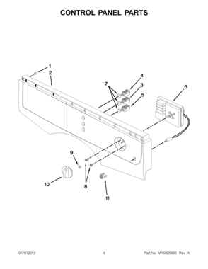 02 - CONTROL PANEL PARTS Diagram and Parts List for YMED7500YW1  Maytag Dryer