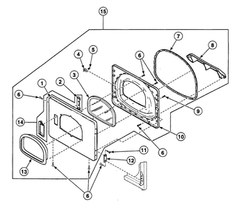 Door Assy Diagram and Parts List for SSG119WF  Speed Queen Dryer