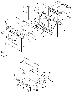 Oven Door And Storage Drawer Diagram and Parts List for ARRS6550E-P1130691NE  Amana Range