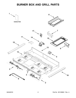Burner Box And Grill Parts Diagram and Parts List for JGCP648HM00  Maytag Cooktop