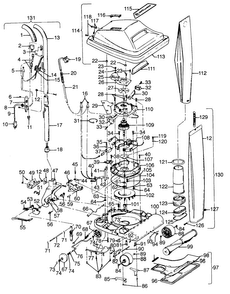 Motor, Handle, Mainbody, Outerbag, Hood Diagram and Parts List for U4039  Hoover Upright Vacuum