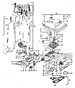 Main Assembly Diagram and Parts List for U4521  Hoover Upright Vacuum