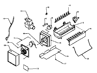 8-cube Compact Ice Maker Diagram and Parts List for 85165-P1117113WE  Amana Refrigerator
