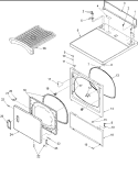 DOOR AND FRONT, ACCESS, AND TOP PANELS Diagram and Parts List for LGD32AW PLGD32AW Amana Dryer