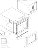Outer Case & Door Removal Diagram and Parts List for CMM2000CS P1194122M Menumaster Microwave