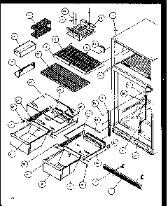 Cabinet Shelving Diagram and Parts List for TG18RBW-P1158303WW  Amana Refrigerator