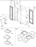 Lights, Hinges, Shelving Diagram and Parts List for SX23VL P1315401W L Amana Refrigerator