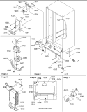 Drain Systems, Rollers, Evaporator Diagram and Parts List for SX23VL P1315401W L Amana Refrigerator