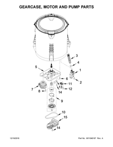 Gearcase, Motor And Pump Parts Diagram and Parts List for CAW11544EW2  Crosley Washer