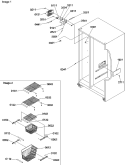 Freezer Shelves and Lights Diagram and Parts List for SRDE522VW P1320304W W Amana Refrigerator
