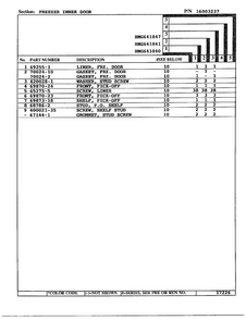 Freezer Inner Door Page 2 Diagram and Parts List for 641841  Admiral Refrigerator
