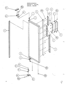 Refrigerator Door Hinge And Trim Parts Diagram and Parts List for SX22M  Amana Refrigerator