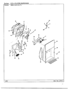 Ice And Water Dispenser Diagram and Parts List for 24522-7A  Admiral Refrigerator