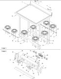Main Top and Backguard Diagram and Parts List for ZRT6510WW P1143825NWW Amana Range