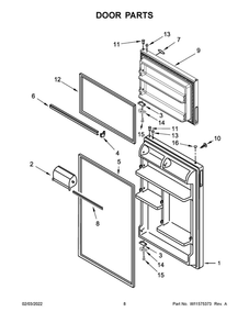 Door Parts Diagram and Parts List for ART104TFDW03  Amana Refrigerator