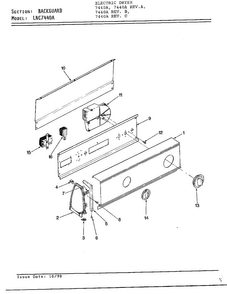 Backguard Diagram and Parts List for 7440A REV B Norge Dryer