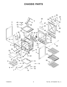 Chassis Parts Diagram and Parts List for JIS1450DP1  Jenn-Air Range