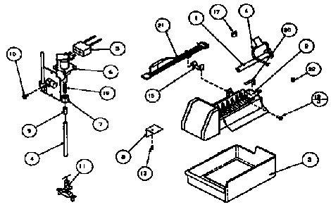 Add-on Ice Maker Assembly Diagram and Parts List for TXI18R2-P1179501W  Amana Refrigerator