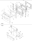 Oven Door and Storage Drawer Diagram and Parts List for ARTC712ECC P1143815NCC Amana Range