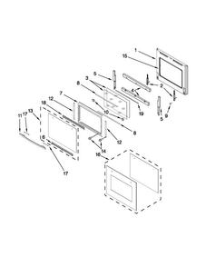 Upper Oven Door Diagram and Parts List for JJW2730WB02  Jenn-Air Wall Oven