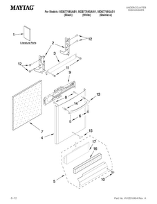 Door And Panel Parts Diagram and Parts List for MDB7759SAB1  Maytag Dishwasher