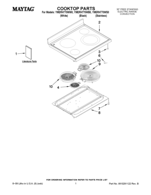 01 - COOKTOP PARTS Diagram and Parts List for YMERH770WS0  Maytag Range