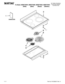 Cooktop Parts Diagram and Parts List for MER8770WB1  Maytag Range