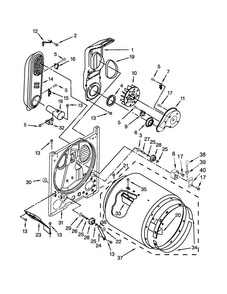 Bulkhead Parts Diagram and Parts List for MGDC300BW1  Maytag Dryer
