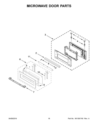 Microwave Door Parts Diagram and Parts List for JMW2427IL01  Maytag Microwave Oven Combo