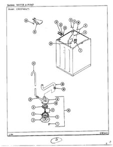 Motor And Pump Diagram and Parts List for 6748A  Norge Washer