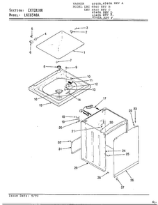 Exterior Diagram and Parts List for 6540A REV D Norge Washer