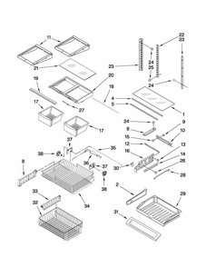 Shelf Parts Diagram and Parts List for G32027WEKB3  Maytag Refrigerator
