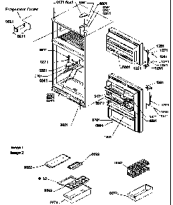 Door, Hinges And Accessories Diagram and Parts List for TX21VL-P1301804WL  Amana Refrigerator