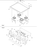 Main Top and Backguard Diagram and Parts List for ARTC7121CC P1143843NCC Amana Range