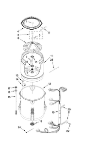 Basket And Tub Parts Diagram and Parts List for CAW12444XW1  Crosley Washer