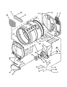 Upper And Lower Bulkhead Parts Diagram and Parts List for MLG27PDBWW0  Maytag Dryer