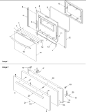 Oven Door and Broiler Door Diagram and Parts List for ARO3400W P1143335N W Amana Range