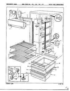 Fresh Food Compartment Diagram and Parts List for 21694A  Admiral Refrigerator
