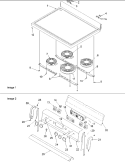 Main Top and Backguard Diagram and Parts List for ART612ECC P1143813NCC Amana Range